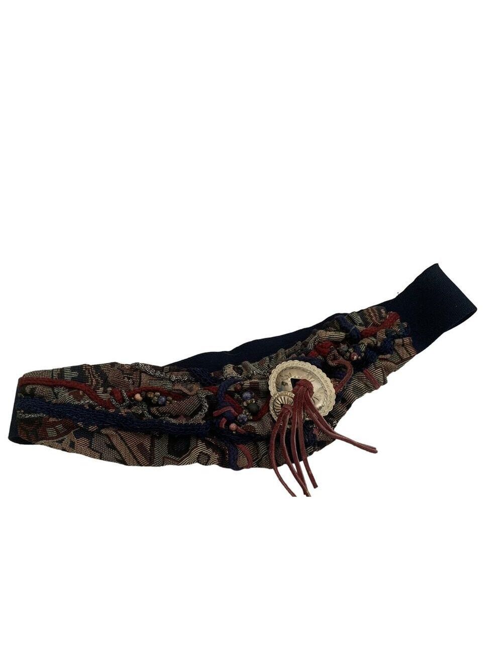 Custom Handmade 1980 Tapestry Concho Southwestern Adjustable Belt Navy
